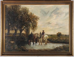 Antique John C. Gray (1880-1951) - Early 20th Century Oil, Resting Plough Horses