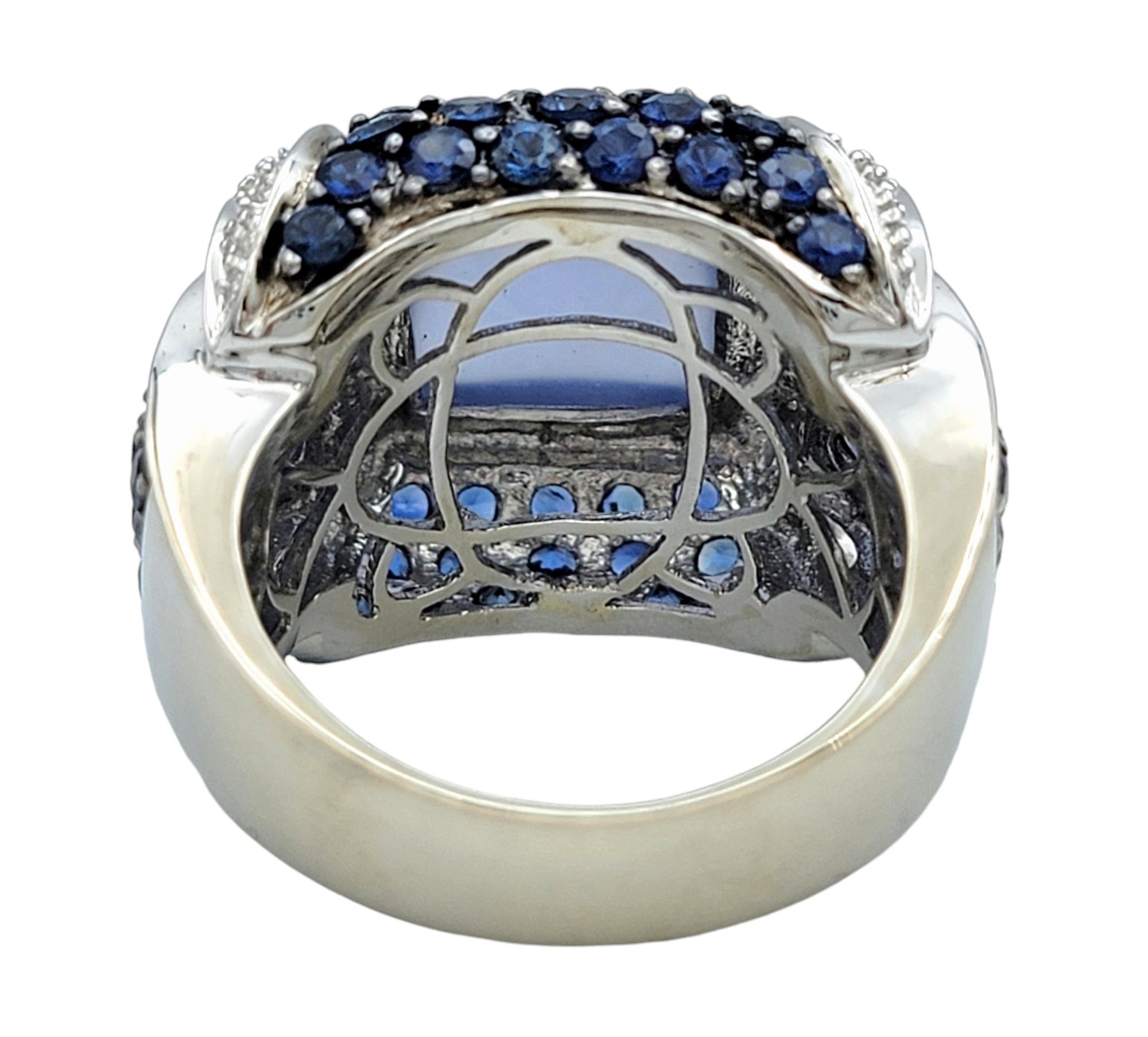 John C. Rinker Chalcedony, Diamond and Sapphire Cocktail Ring in 14 Karat Gold In Good Condition For Sale In Scottsdale, AZ