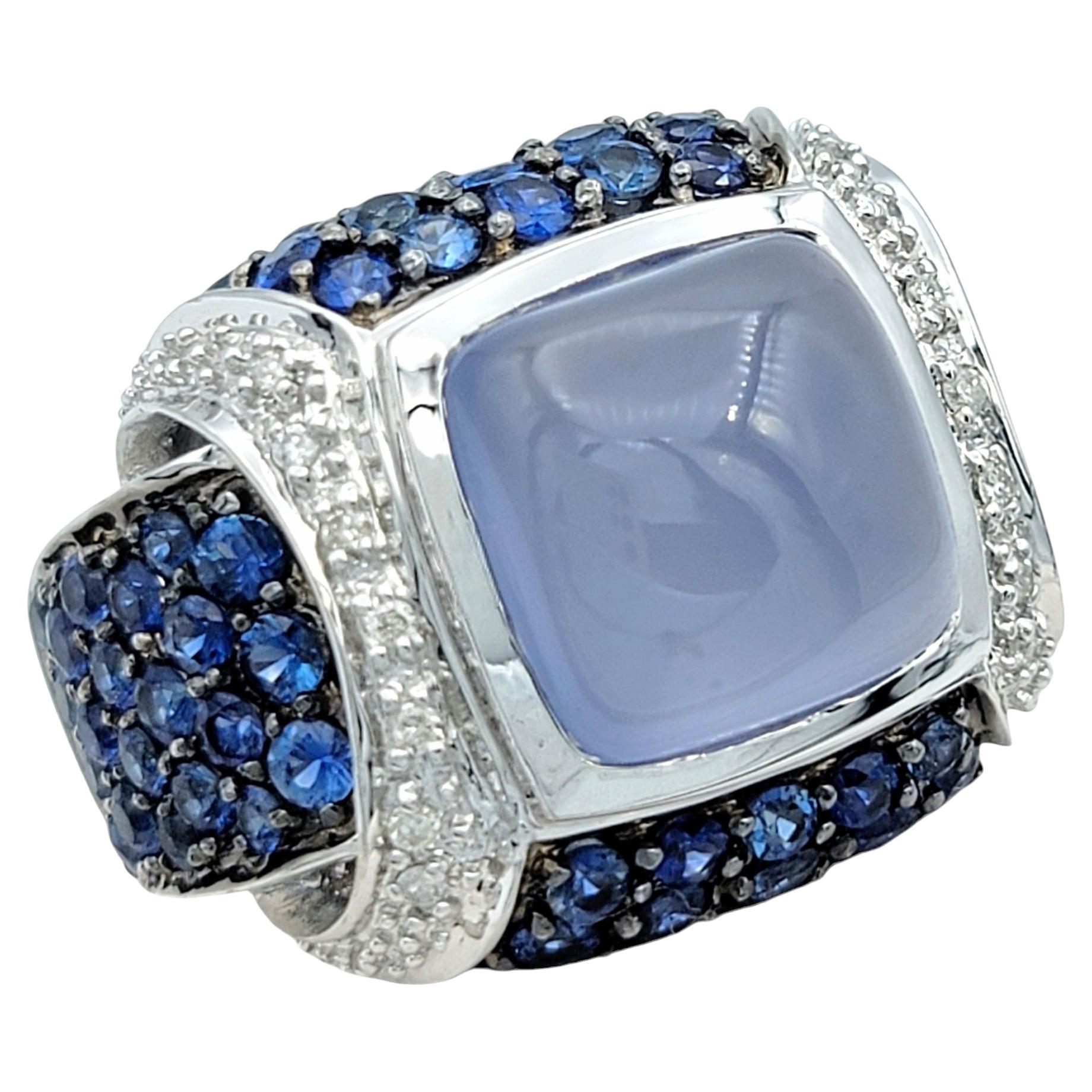 John C. Rinker Cocktailring aus 14 Karat Gold mit Chalcedon, Diamant und Saphir