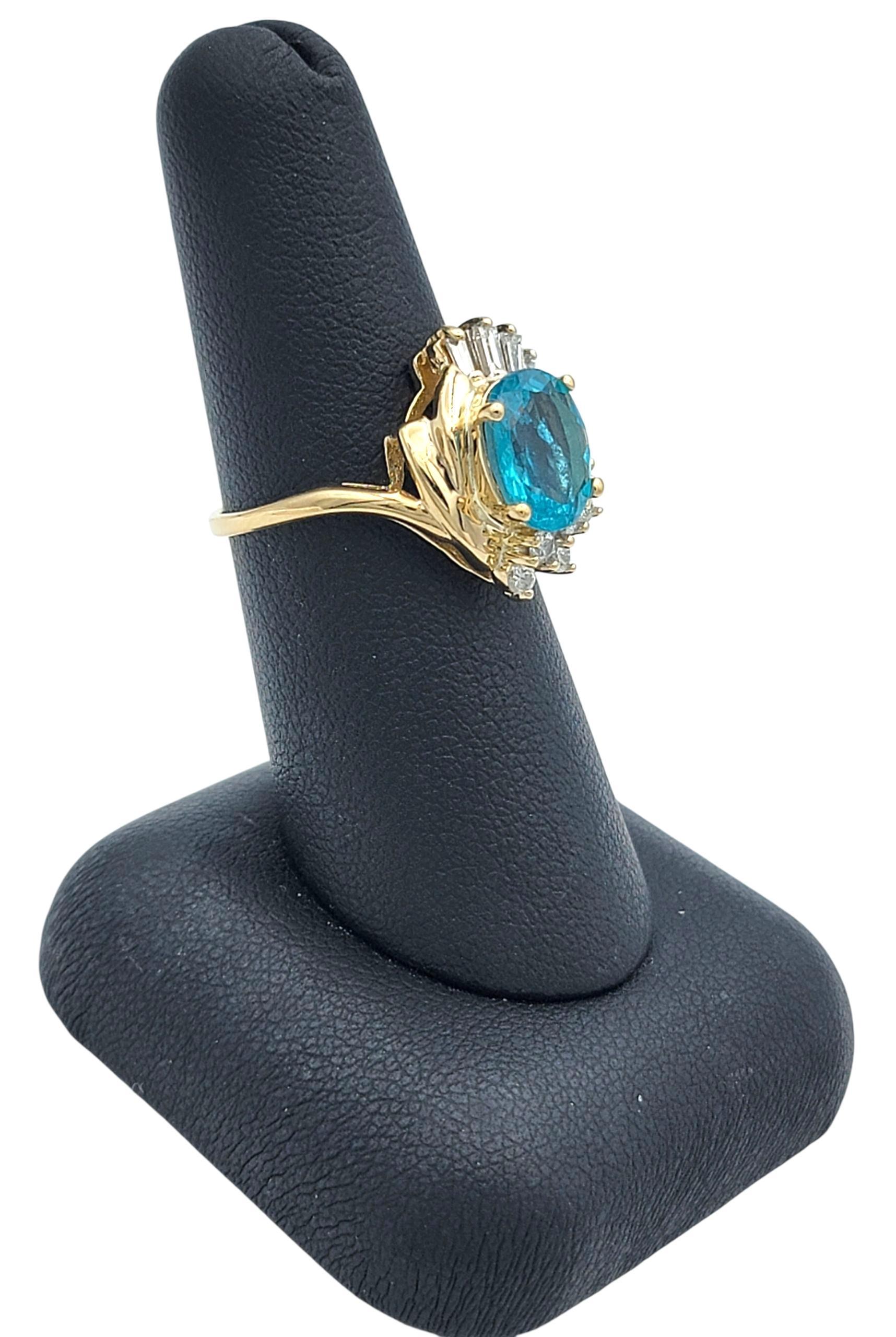 John C.C. Cinker Bague cocktail en or jaune 14 carats avec apatite et diamant de taille ovale en vente 4