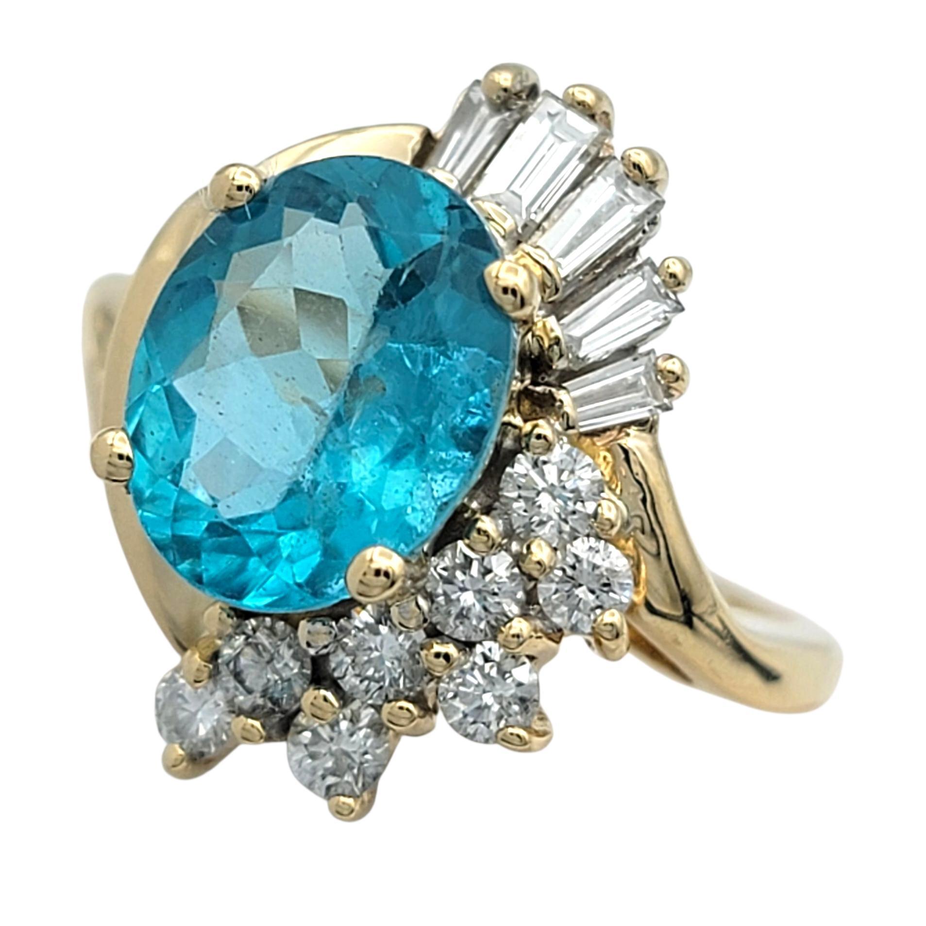 Contemporain John C.C. Cinker Bague cocktail en or jaune 14 carats avec apatite et diamant de taille ovale en vente