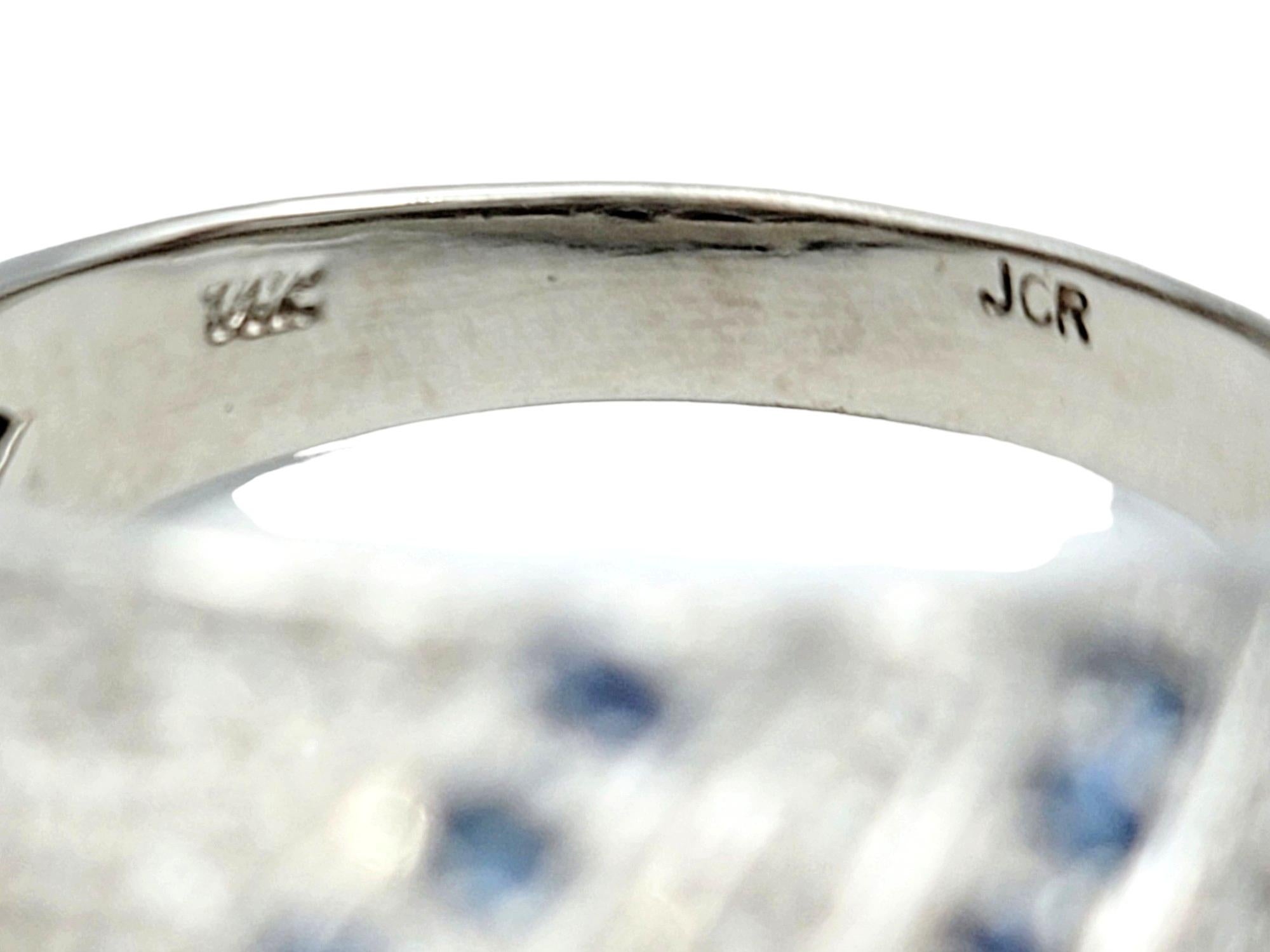 John C. Rinker Pave Diamond and Blue Sapphire Dome Ring in 14 Karat White Gold For Sale 1