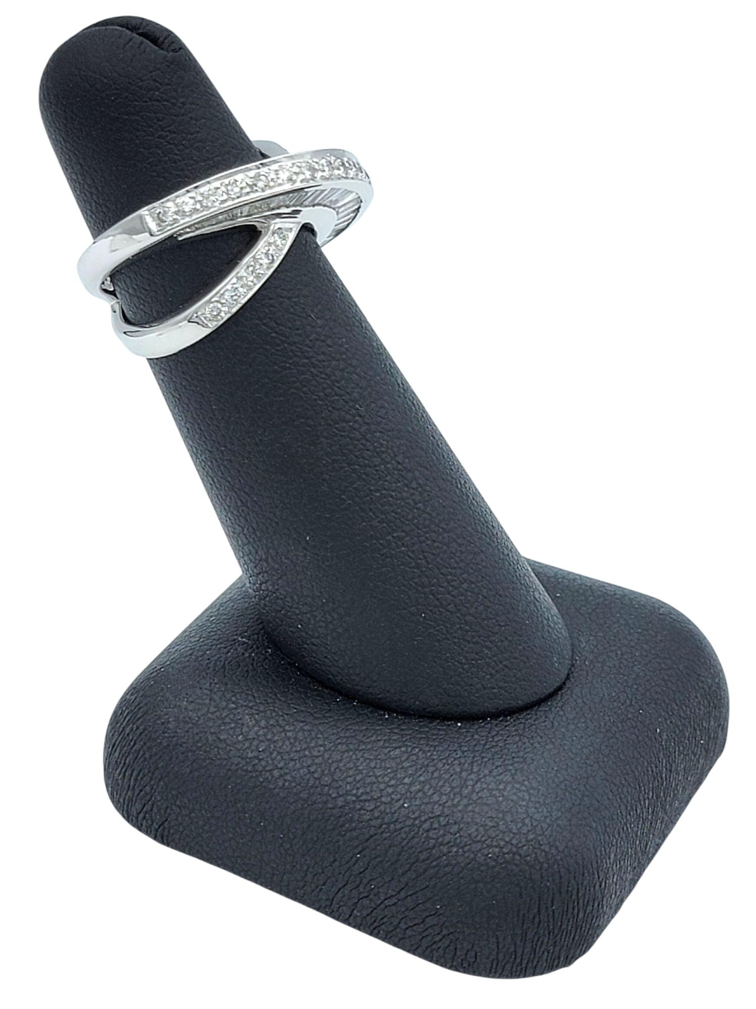 John C. Rinker Round and Baguette Diamond Criss Cross Band Ring in 18 Karat Gold For Sale 6