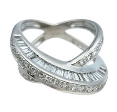 John C. Rinker Round and Baguette Diamond Criss Cross Band Ring in 18 Karat Gold