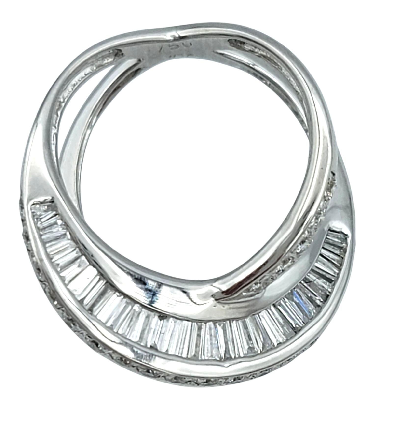 Women's John C. Rinker Round and Baguette Diamond Criss Cross Band Ring in 18 Karat Gold For Sale