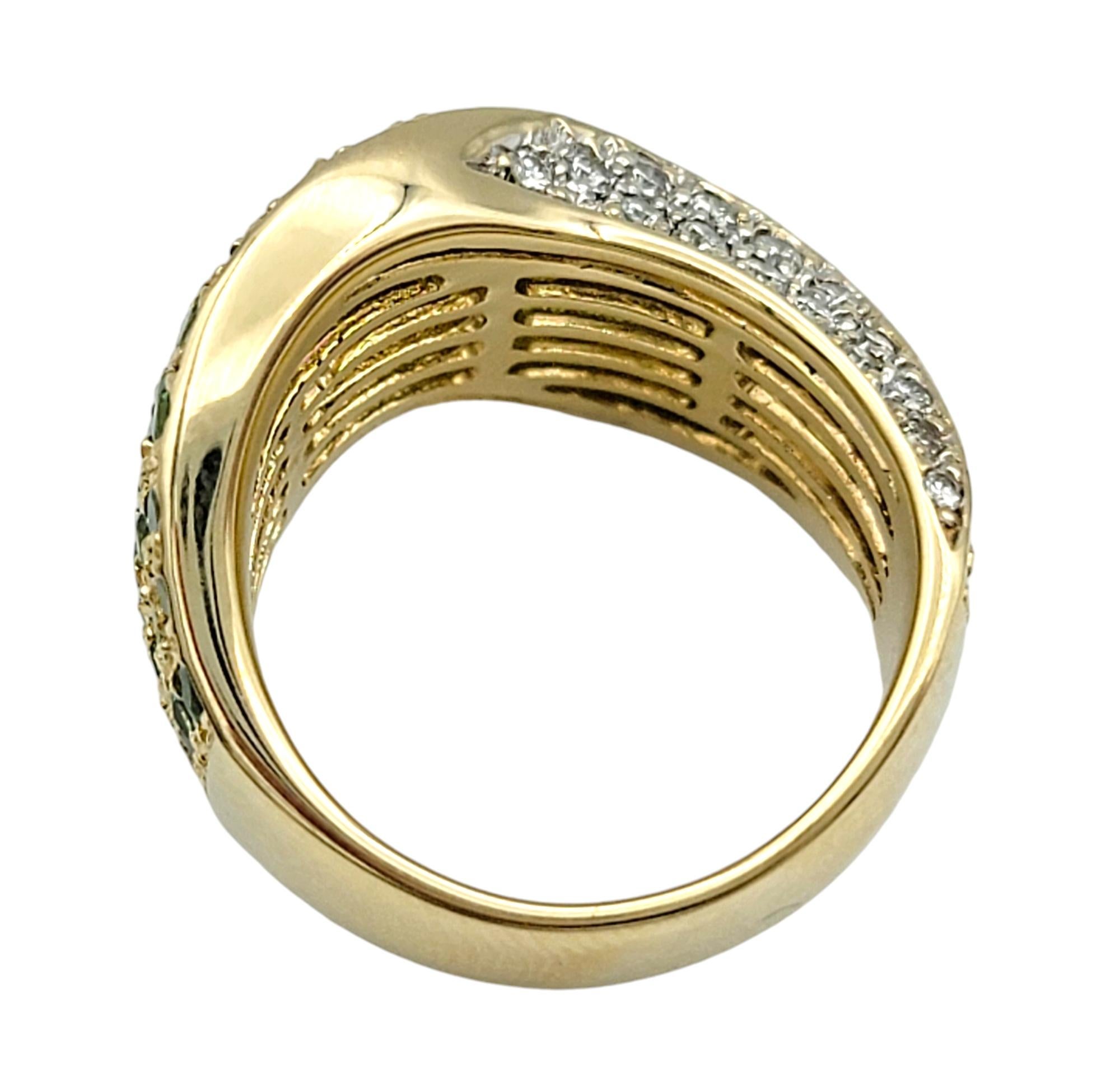 John C. Rinker, bague jonc ondulé en or jaune 14 carats, tsavorite et diamants Bon état - En vente à Scottsdale, AZ