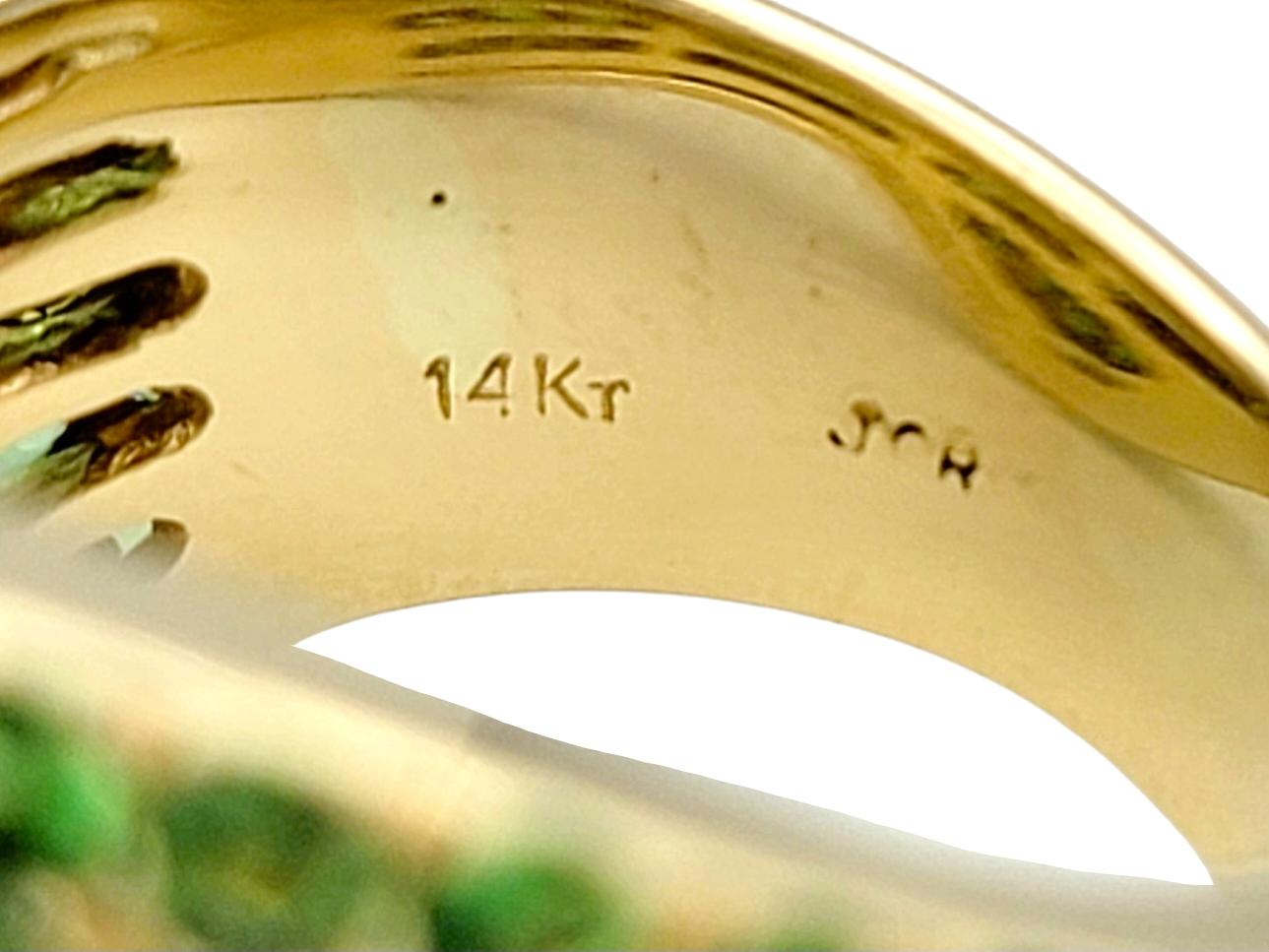 John C. Rinker, bague jonc ondulé en or jaune 14 carats, tsavorite et diamants Pour femmes en vente