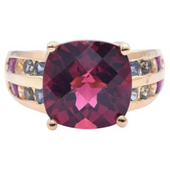 John C. Rinker Yellow Gold 8.53ct Rubellite Tourmaline & Sapphire Band Ring