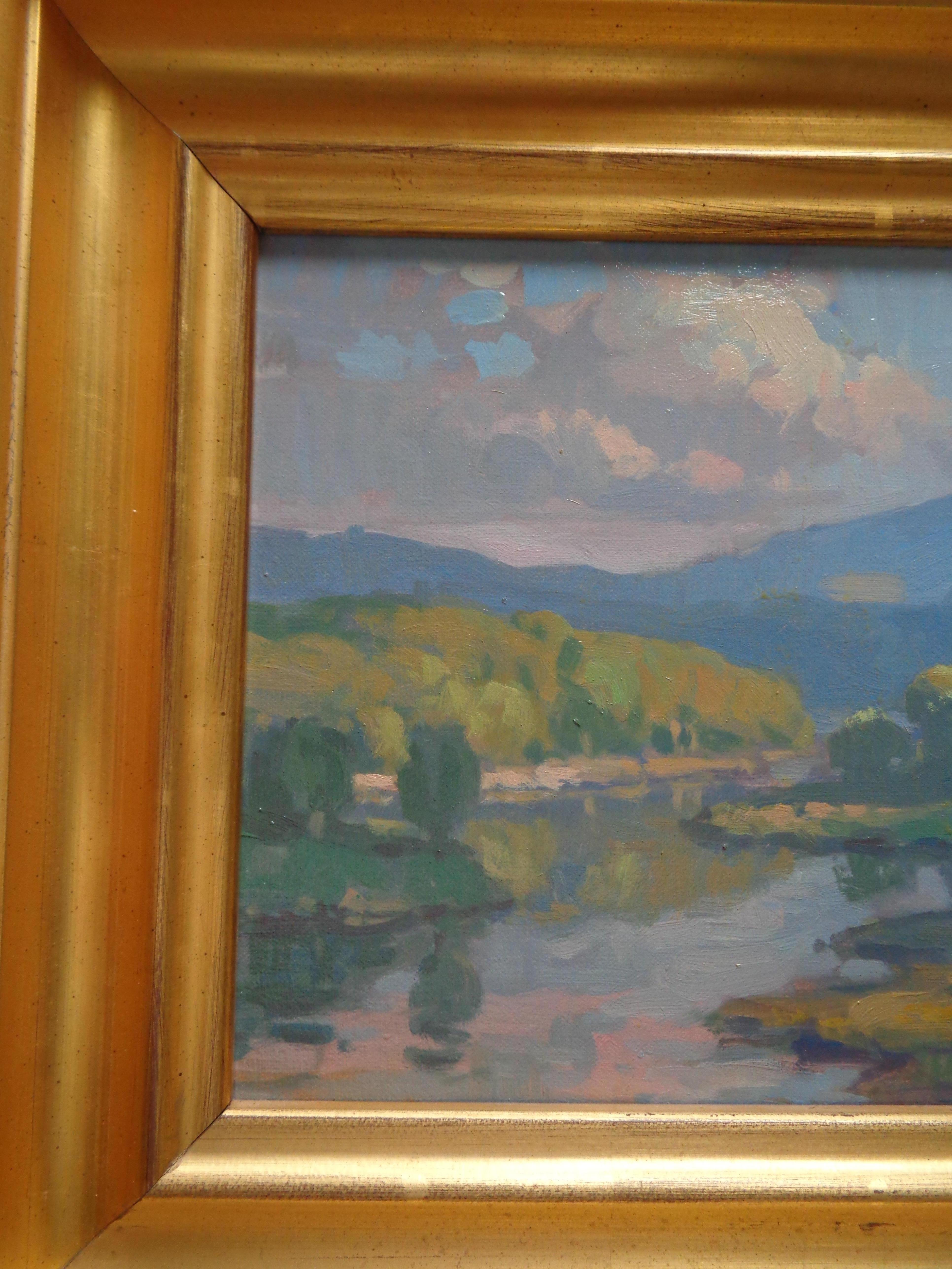 Peinture à l'huile de paysage à la ferme John C Traynor du Salmagundi Club, vendue aux enchères Mt Ascutny en vente 2