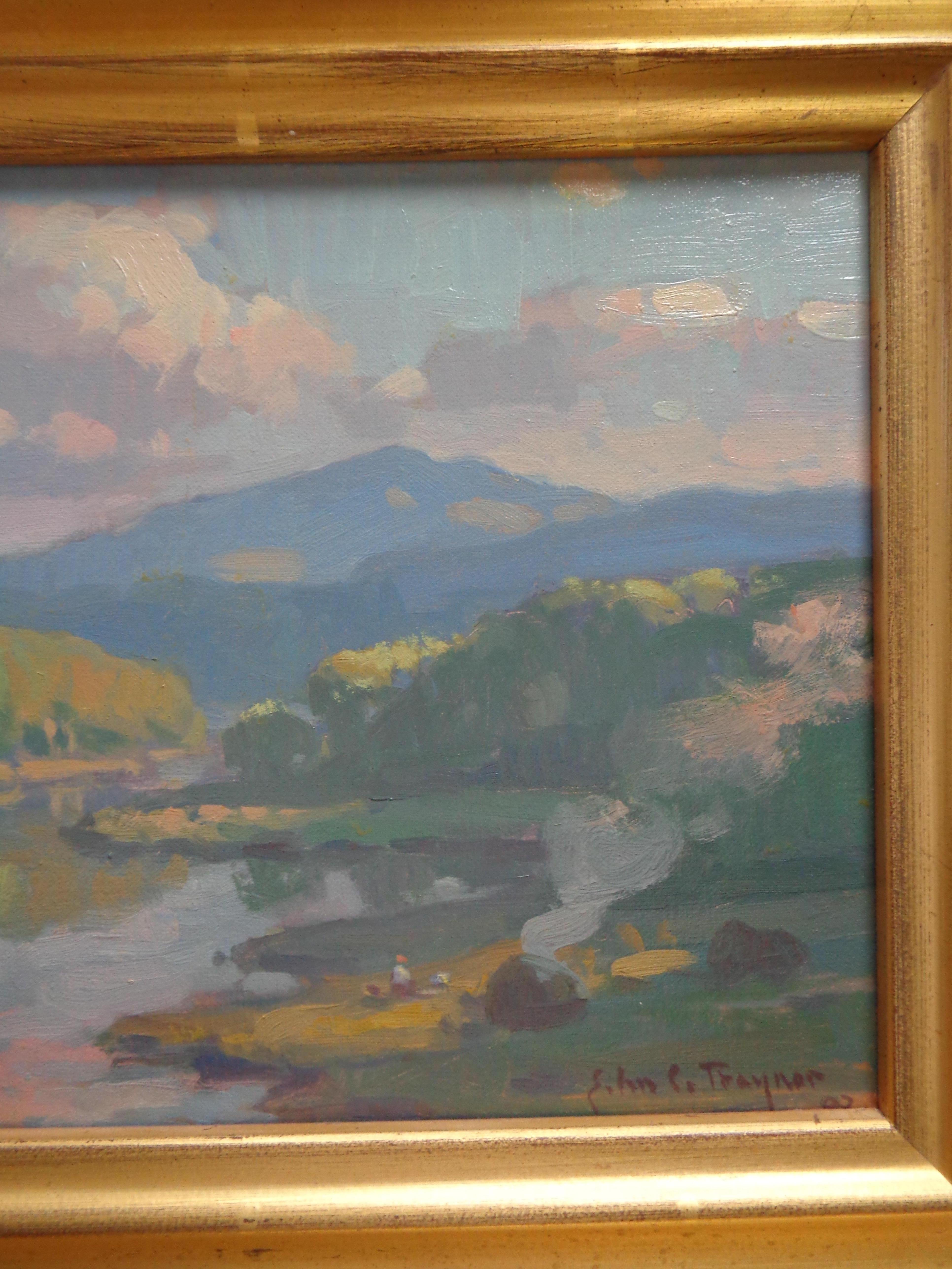 Landscape Farm Oil painting John C Traynor Salmagundi Club Auction Mt Ascutny For Sale 1