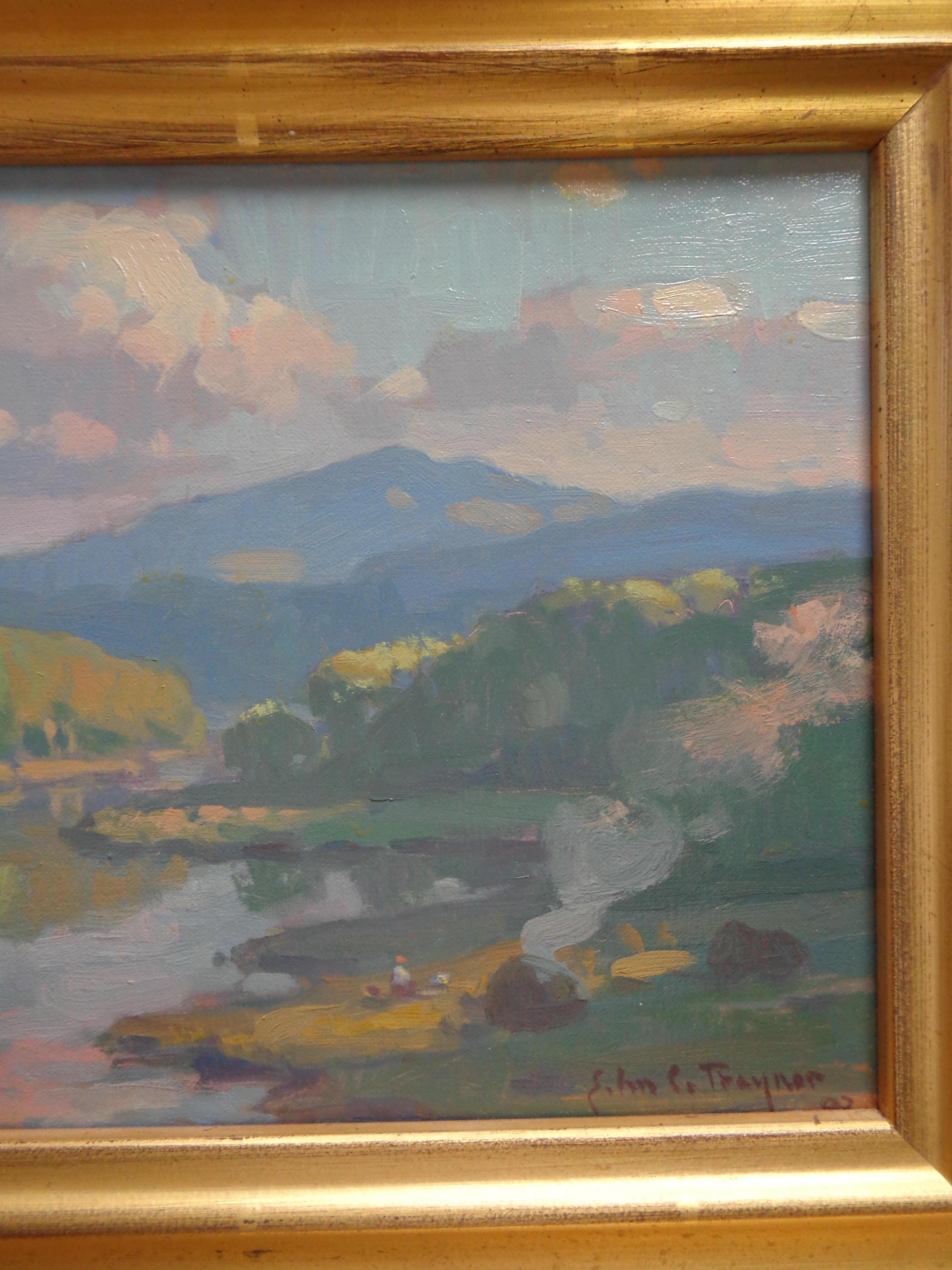 Paesaggio Fattoria Pittura ad olio John C. Traynor Asta del Salmagundi Club Mt Ascutny - Landscape Painting Marrone di John C Traynor