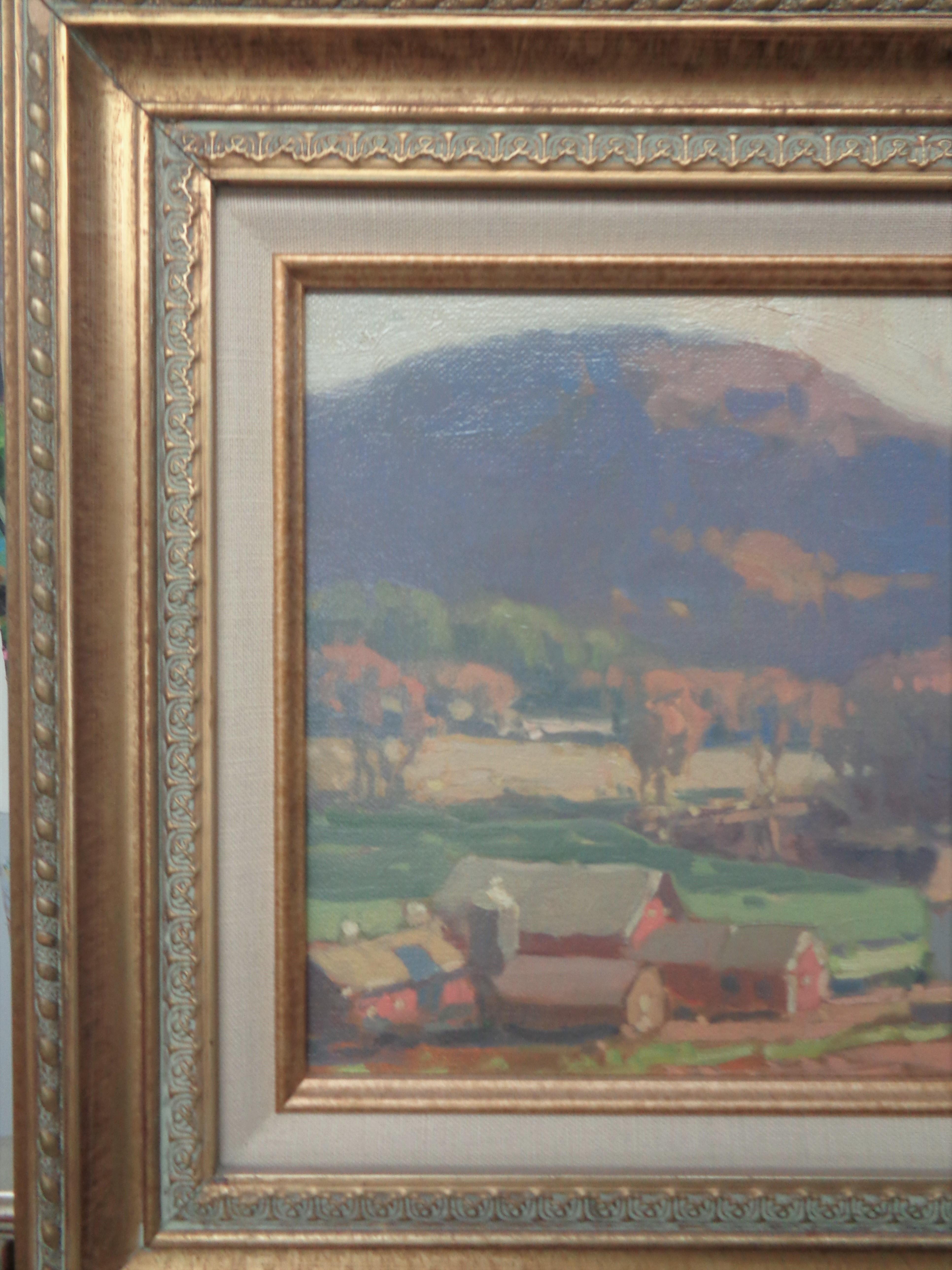 Landscape Farm Oil painting John C Traynor Salmagundi Club Auction NYC For Sale 1
