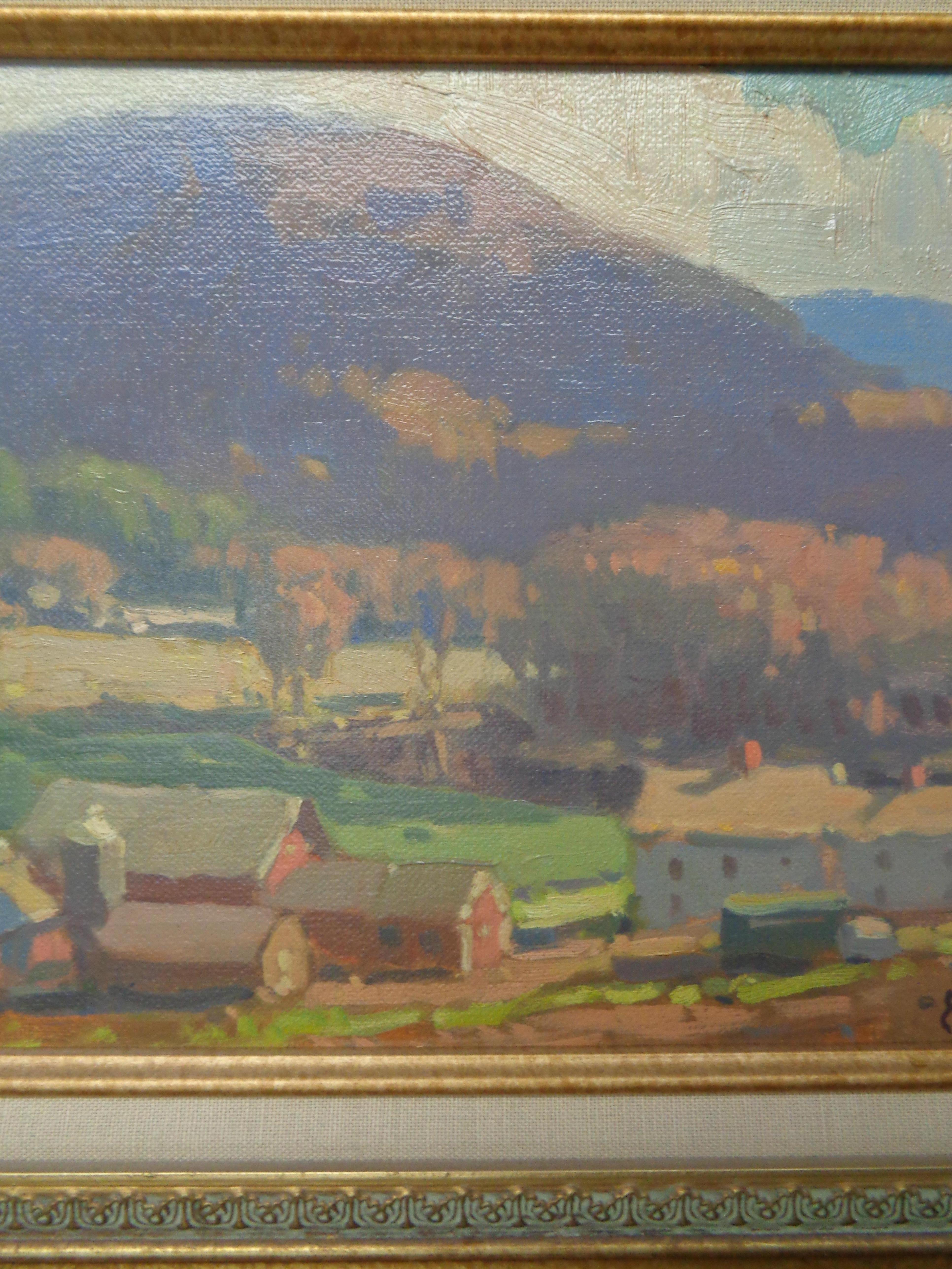 Landscape Farm Oil painting John C Traynor Salmagundi Club Auction NYC For Sale 2