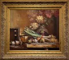 "Hydrangeas on the Table, " Still Life Oil Painting