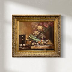 „Hydrangeas auf dem Tisch“, Stillleben, Ölgemälde