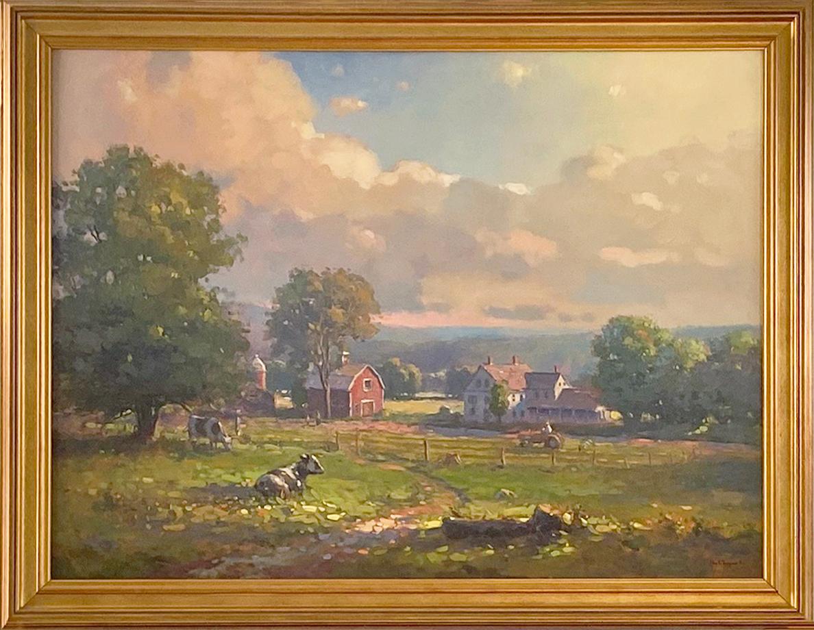 Landscape Painting John C. Traynor - "Une ferme de Nouvelle-Angleterre", peinture à l'huile de paysage