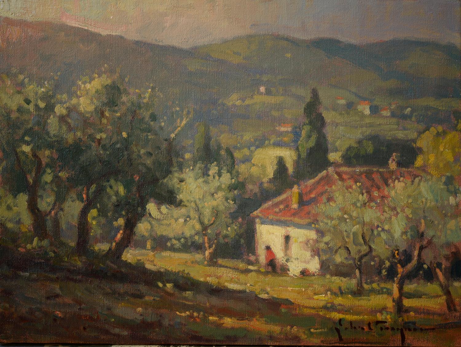 John C. Traynor Figurative Painting - Olive Grove, Tuscany