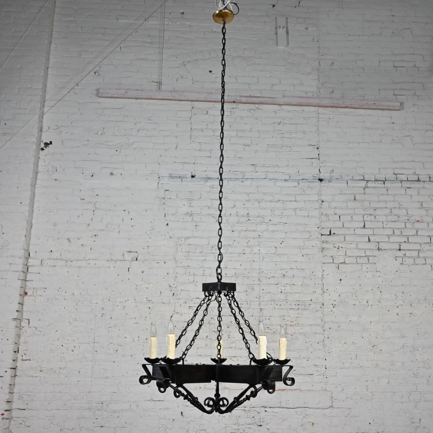 John C Virden Medieval Gothic or Spanish Revival Style Hanging Light Fixture  In Good Condition For Sale In Topeka, KS