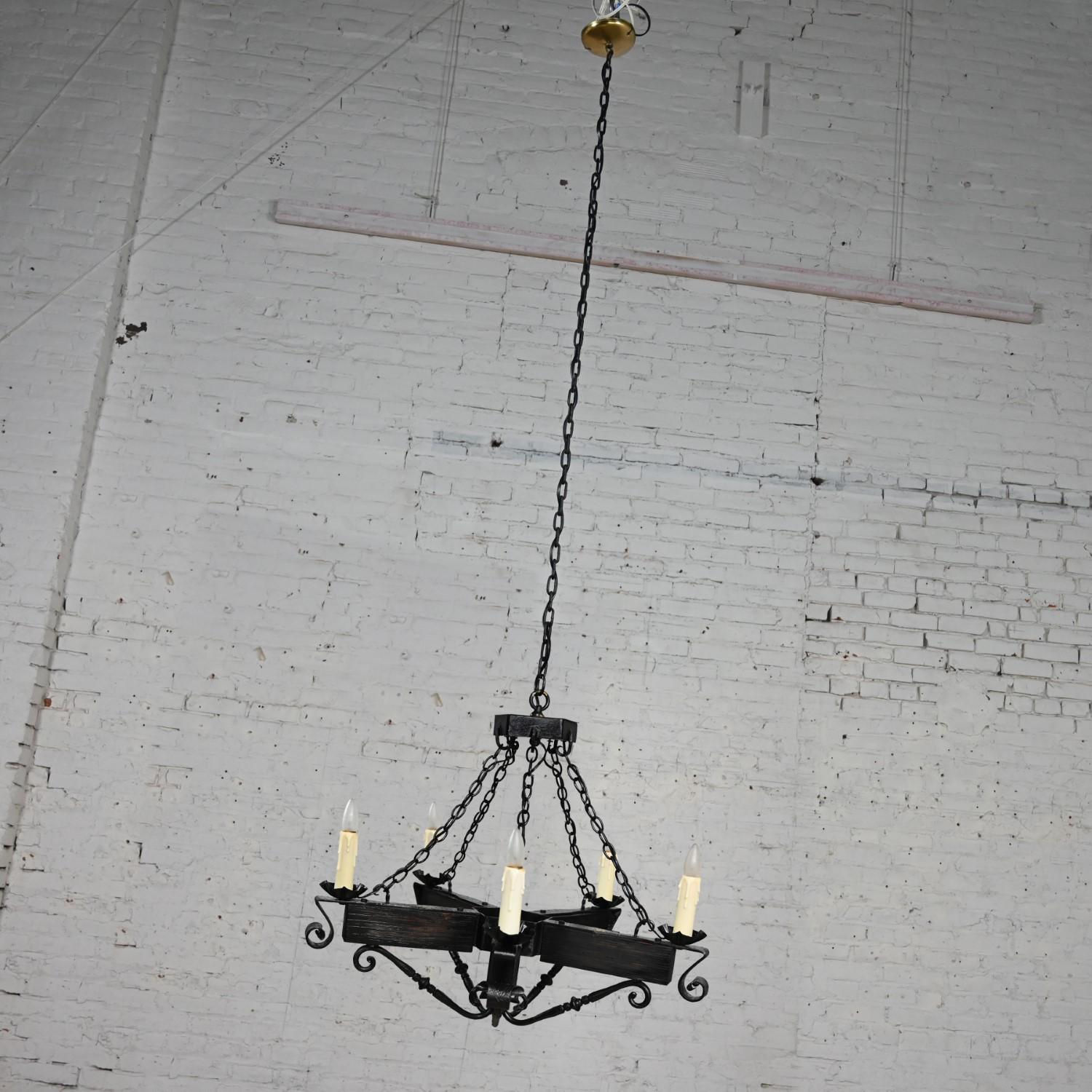 20th Century John C Virden Medieval Gothic or Spanish Revival Style Hanging Light Fixture  For Sale
