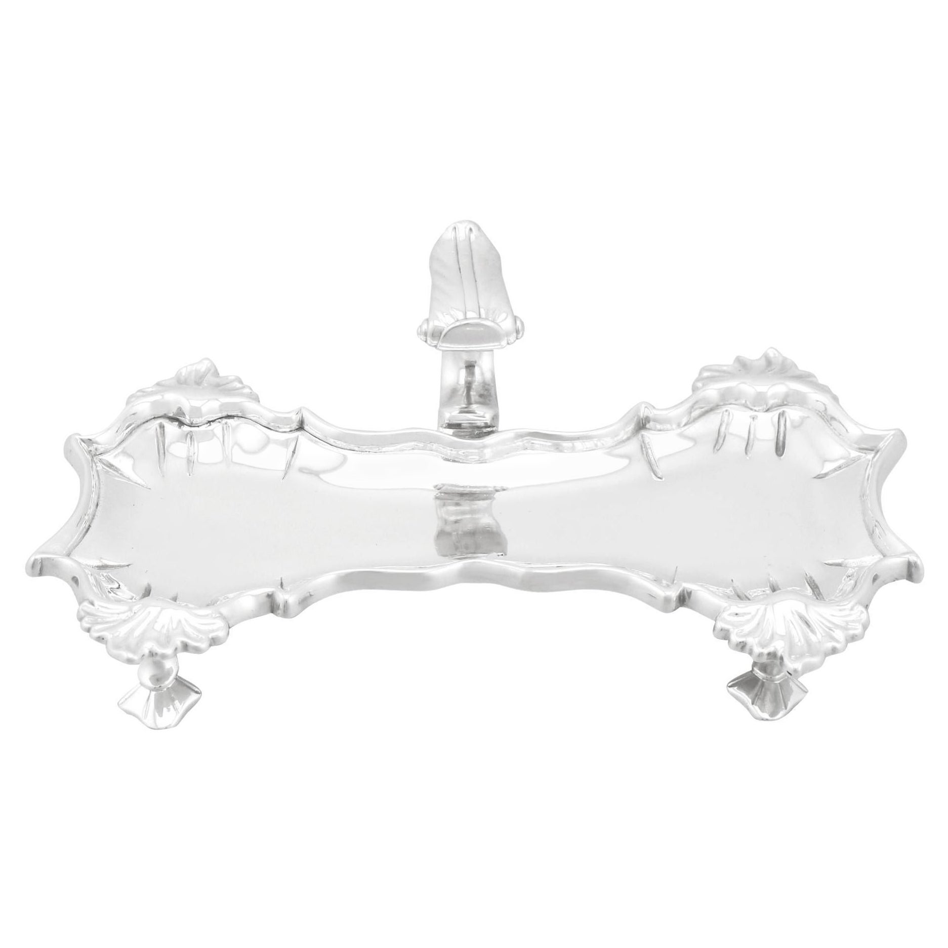 John Cafe Antico vassoio in argento sterling georgiano per tabacchiere