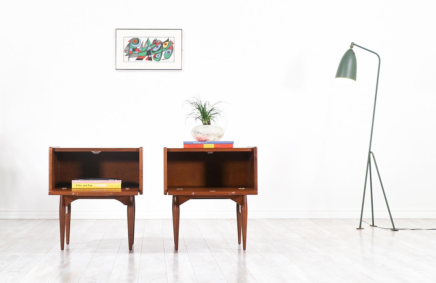 Mid-Century Modern John Caldwell Walnut Nightstands for Brown & Saltman