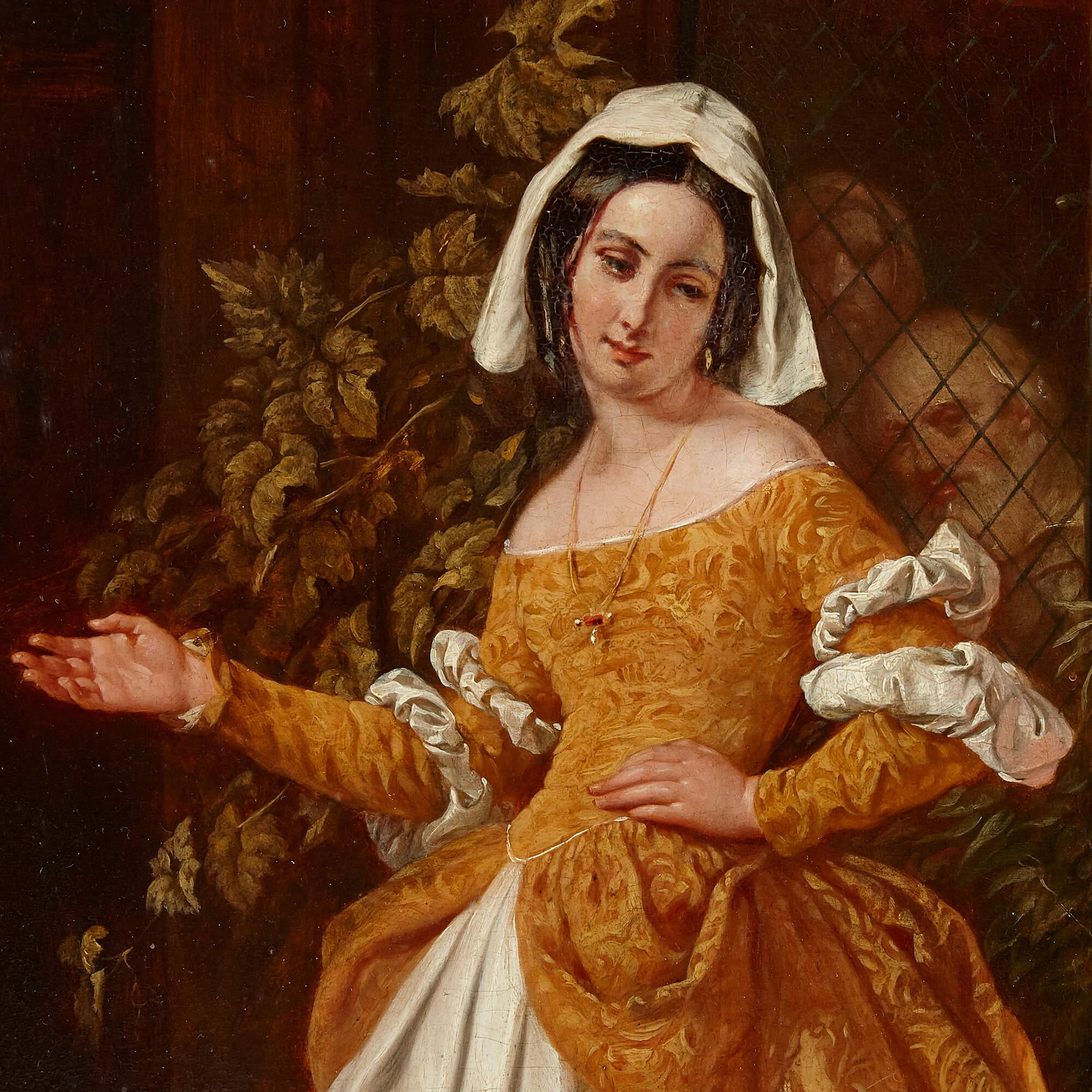 Peinture des Joyeuses Commères de Windsor attribuée à John Calcott Horsley - Victorien Painting par John Callcott Horsley