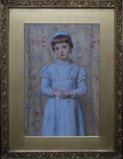 Penel Hichens - Victorian art PreRaphaelite female child portrait oil painting  