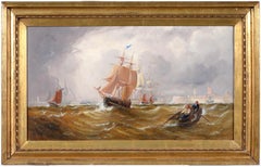 Off Portsmouth Harbour 19th century oil , john callow