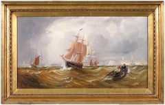 Vor dem Hafen von Portsmouth 19. Jahrhundert Öl, John Callow