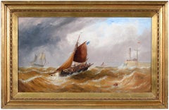 Muelle Sur, Sunderland siglo XIX óleo , john callow