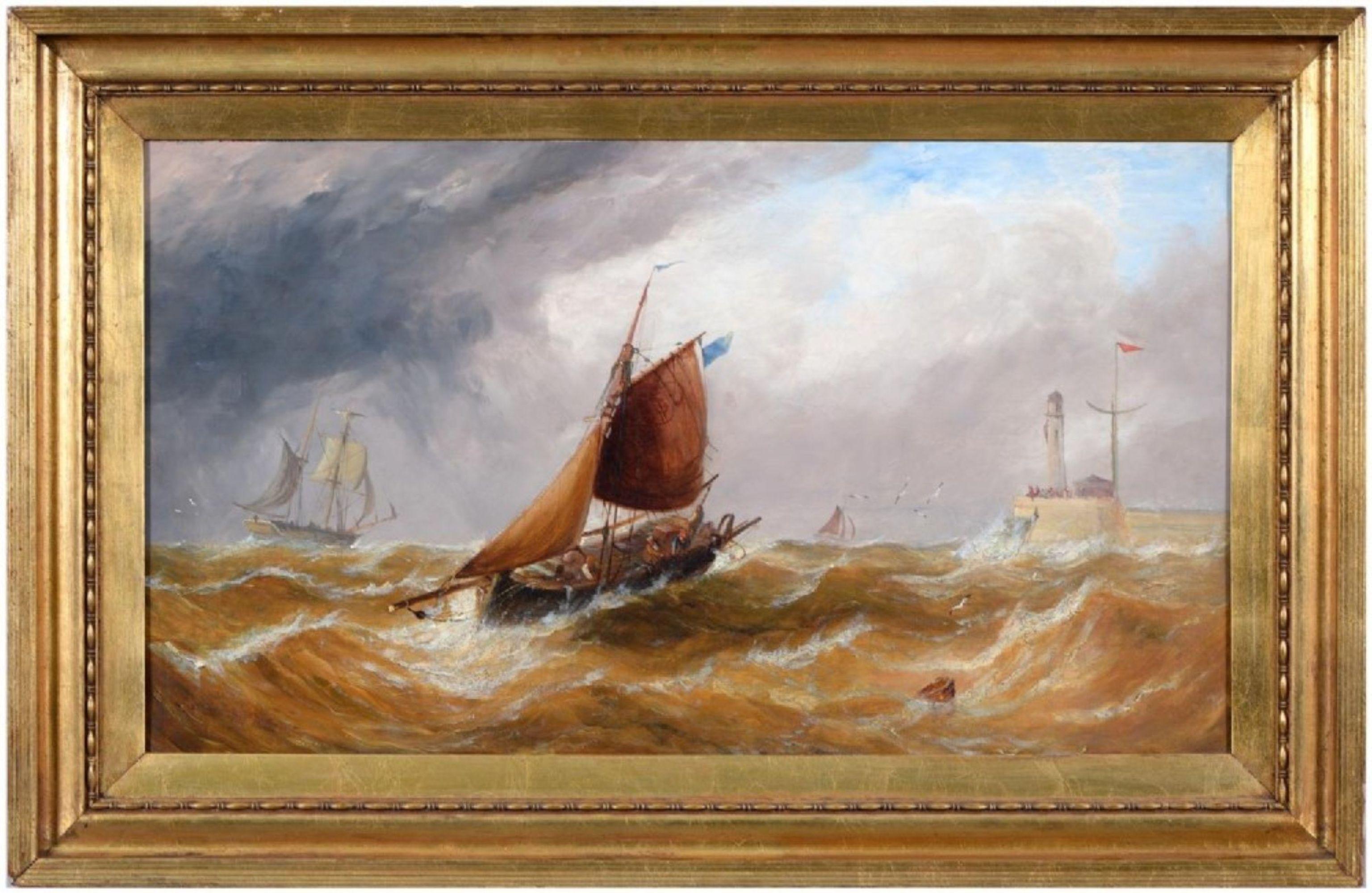 Molo sud, Sunderland 19° secolo olio , john callow