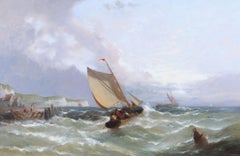 Stormy Seas Oil Painting, Victorian Style, Framed, Circa 1860-1869