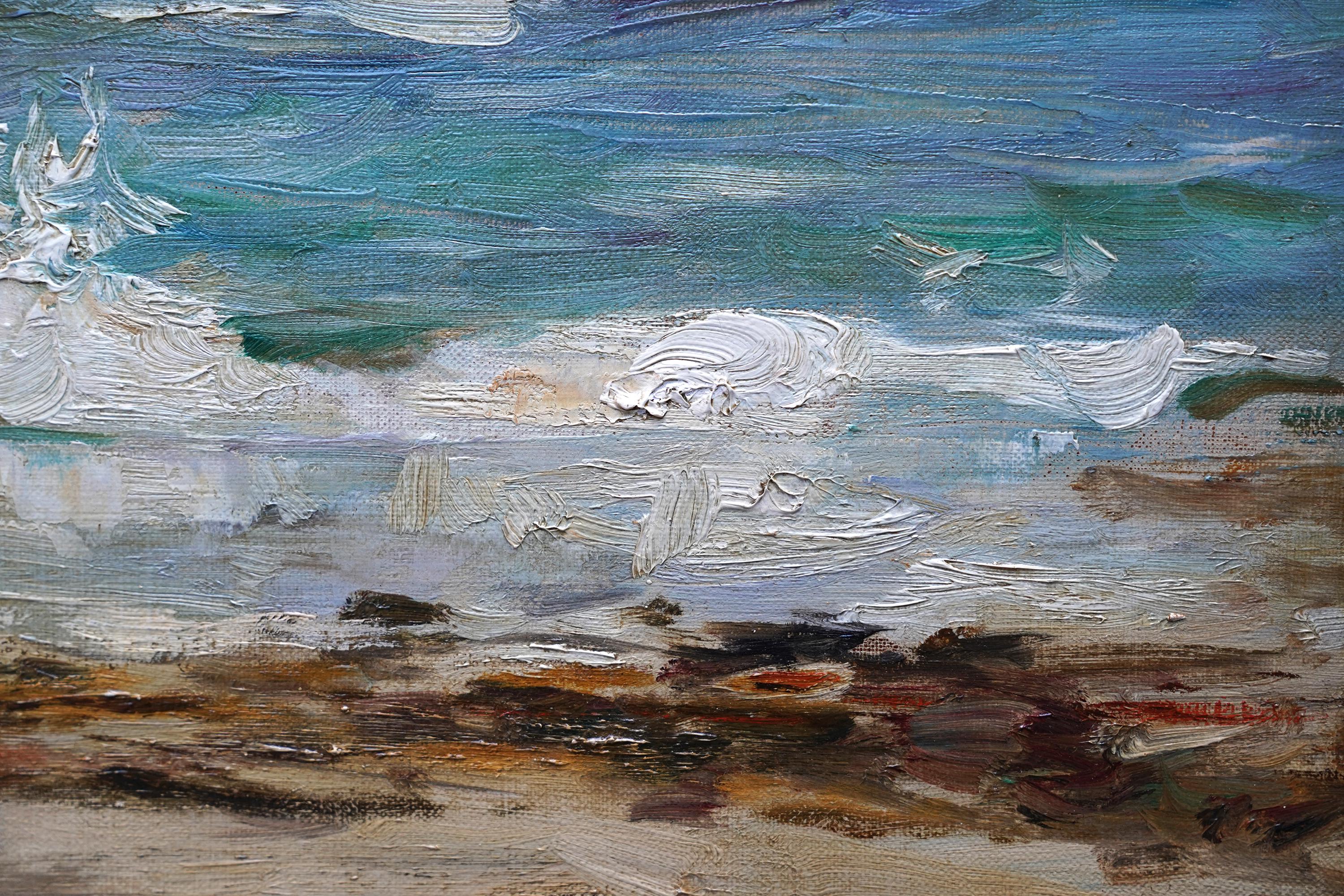 Seascape Edinburgh - peinture à l'huile impressionniste écossaise d'art marin de l'époque édouardienne en vente 5