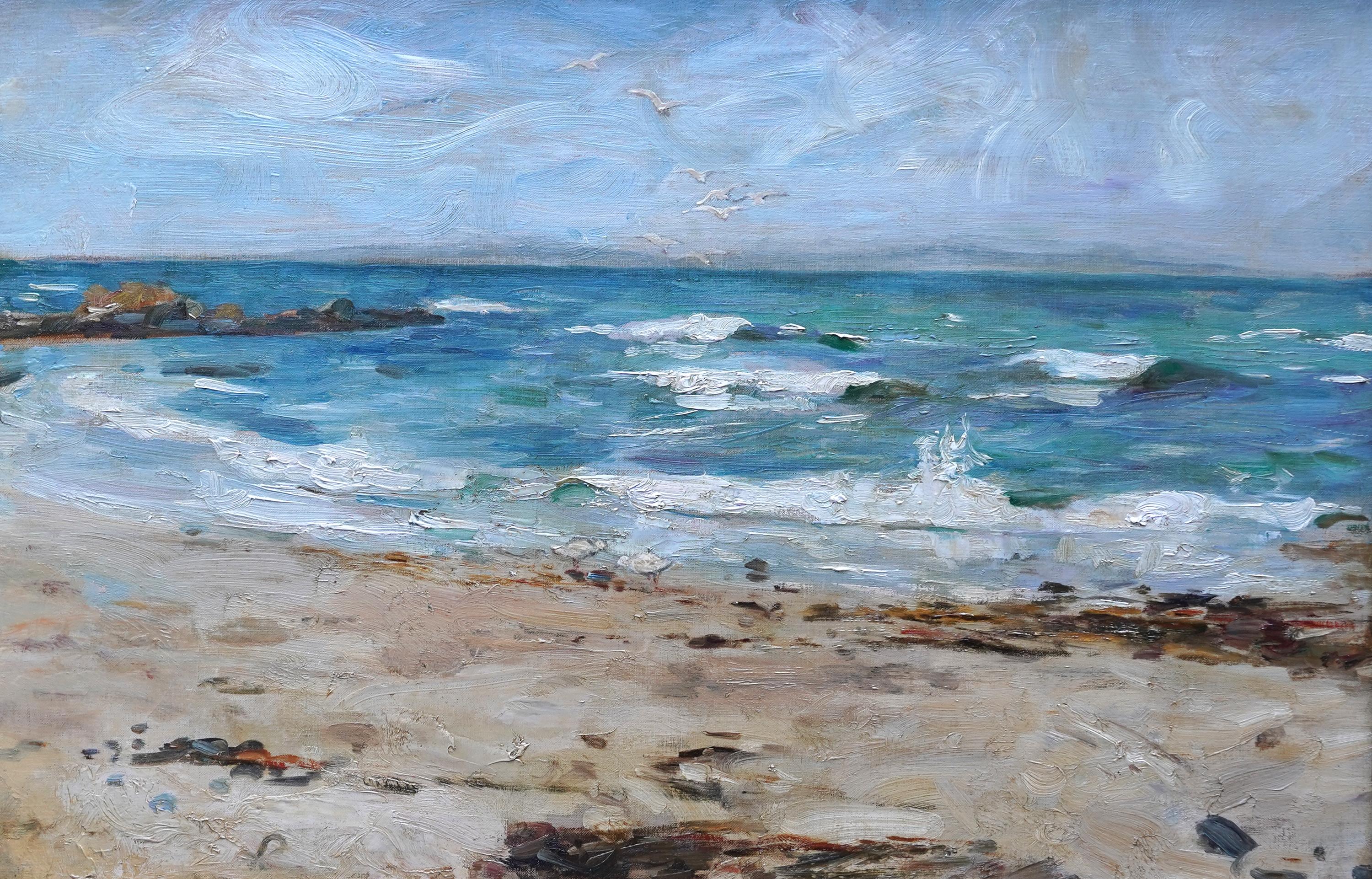Seascape Edinburgh - peinture à l'huile impressionniste écossaise d'art marin de l'époque édouardienne en vente 7