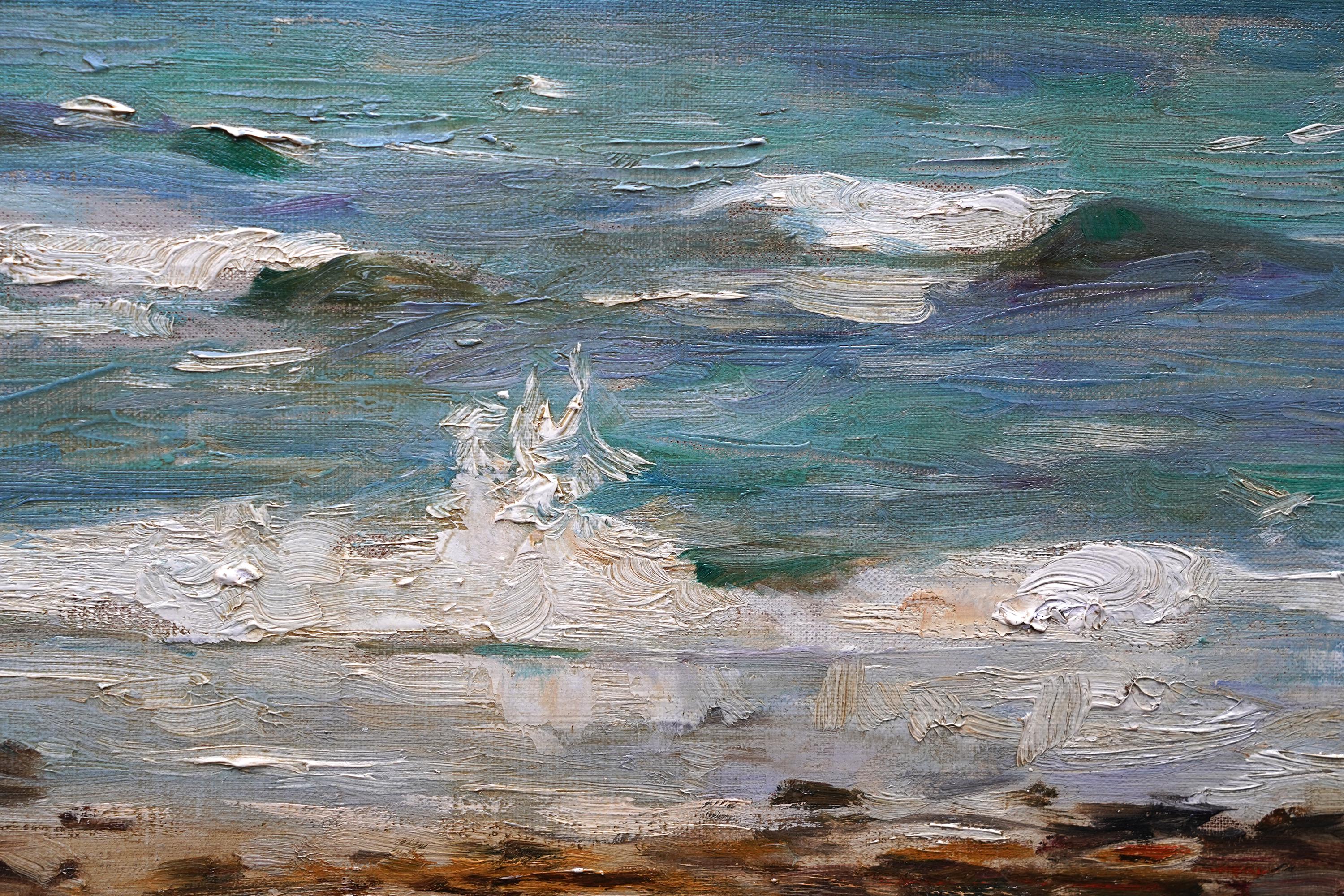 Seascape Edinburgh - peinture à l'huile impressionniste écossaise d'art marin de l'époque édouardienne - Impressionnisme Painting par John Campbell Mitchell