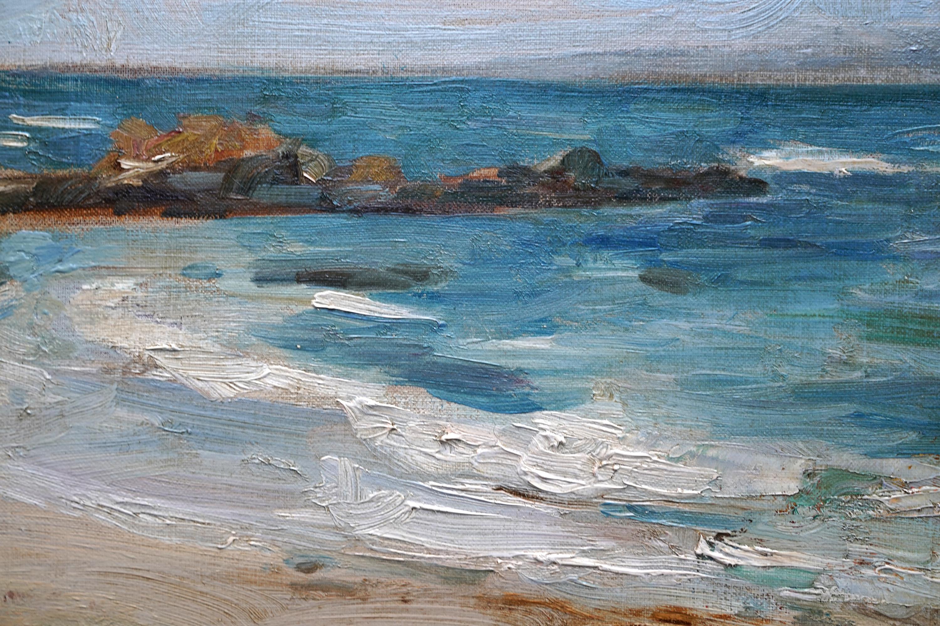 Seascape Edinburgh - peinture à l'huile impressionniste écossaise d'art marin de l'époque édouardienne en vente 1