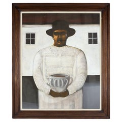 Vintage John Caple, Farmer with Wassailing Bowl,  Painting,  20th Century