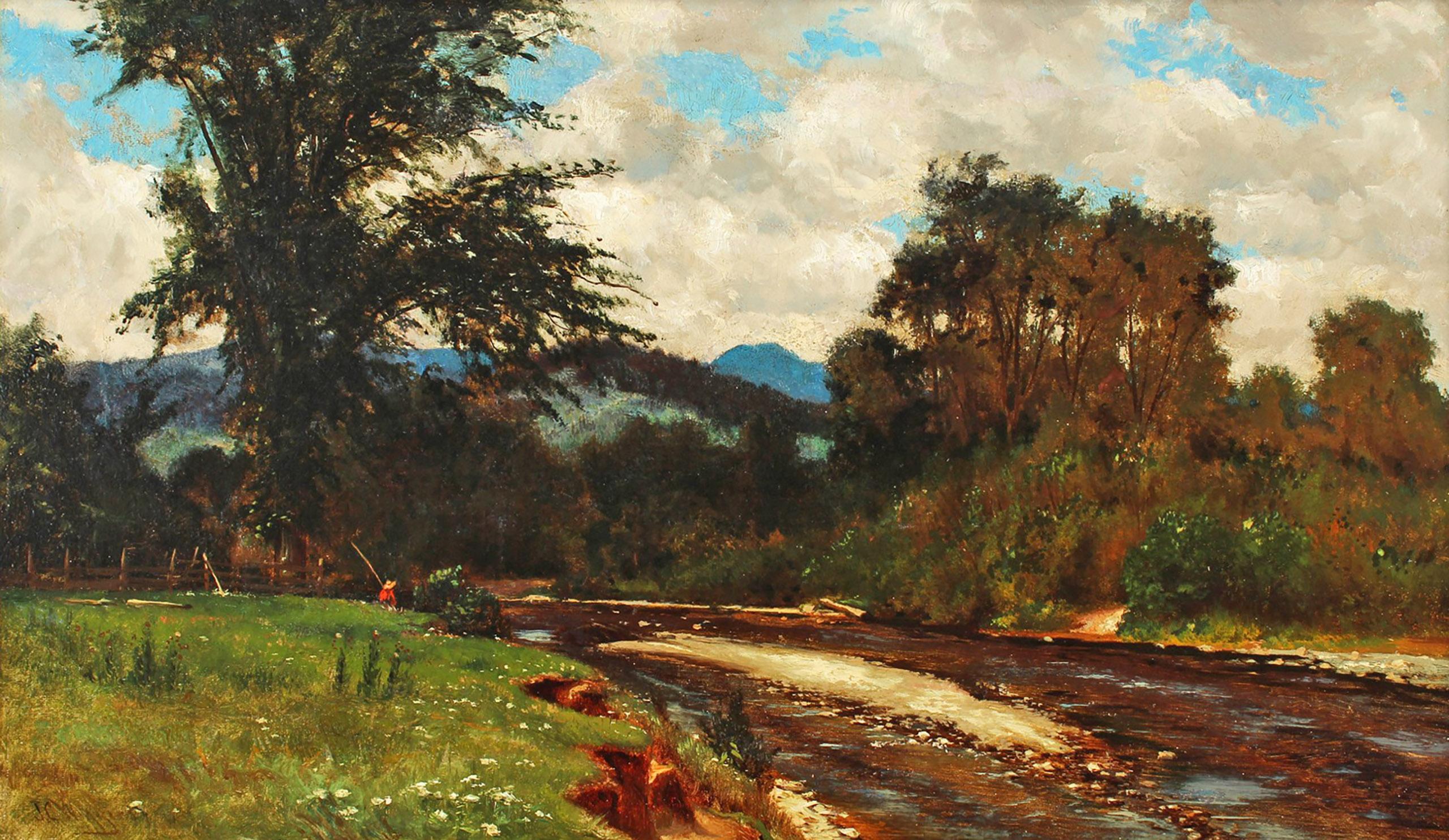 Fischerszene des Hudson River School Künstlers John Carleton Wiggins (1848-1932) im Angebot 1