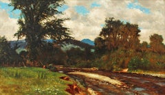 Escena de pesca del artista de la Escuela del río Hudson John Carleton Wiggins (1848-1932)