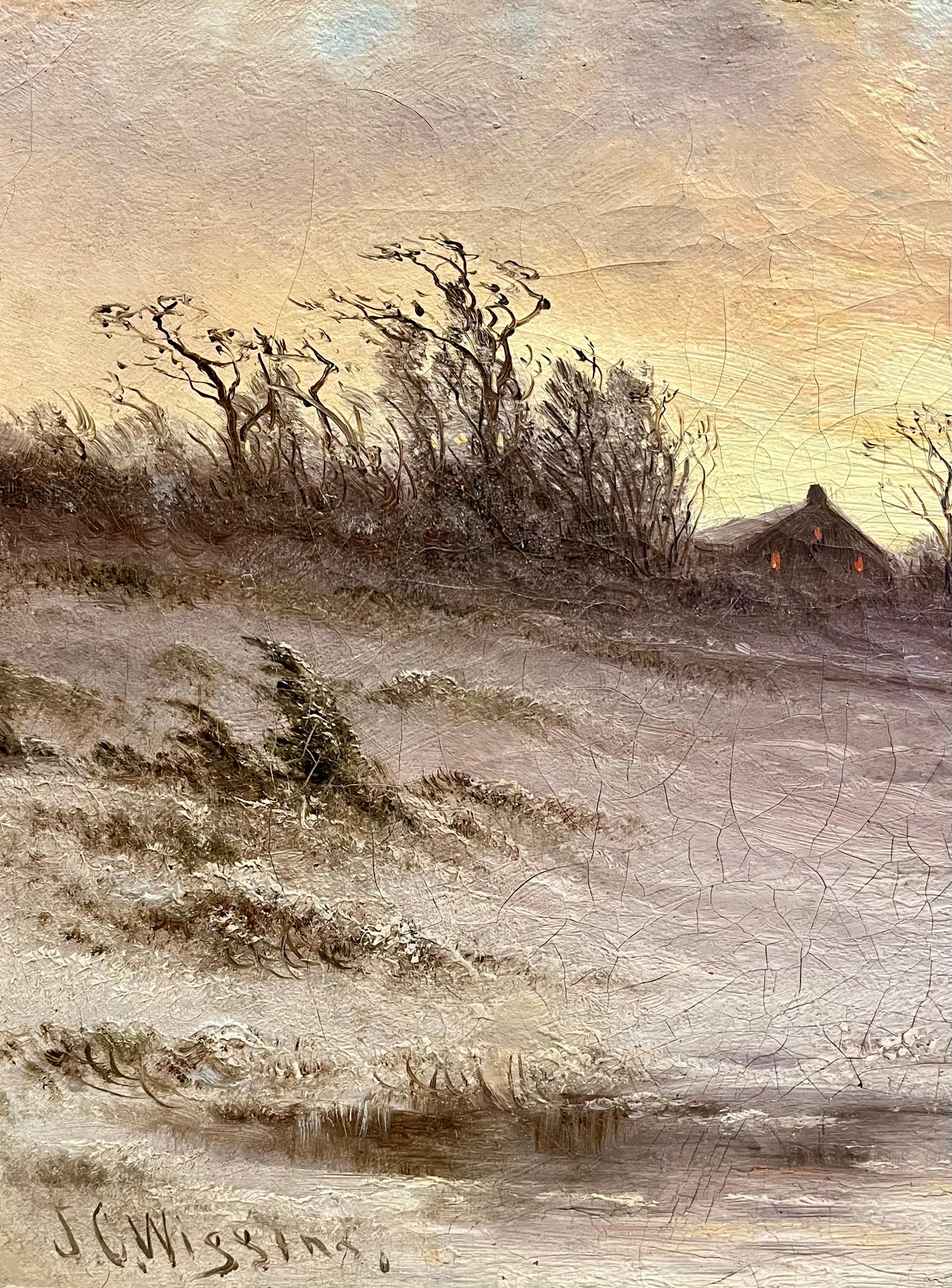 Tornare a casa a piedi nella neve - Painting Hudson River School di John Carleton Wiggins