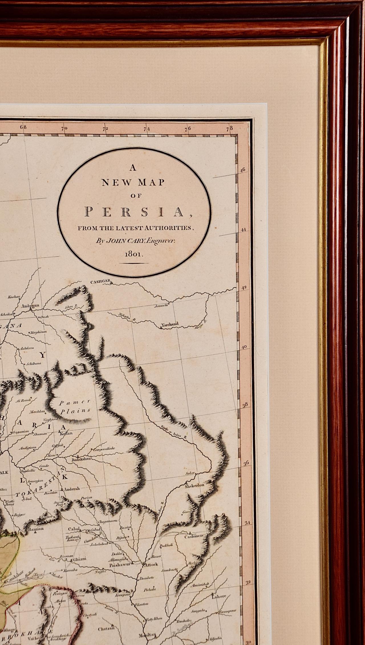 Persia & Afghanistan: A Framed Hand-colored 17th Century Map by John Cary For Sale 6
