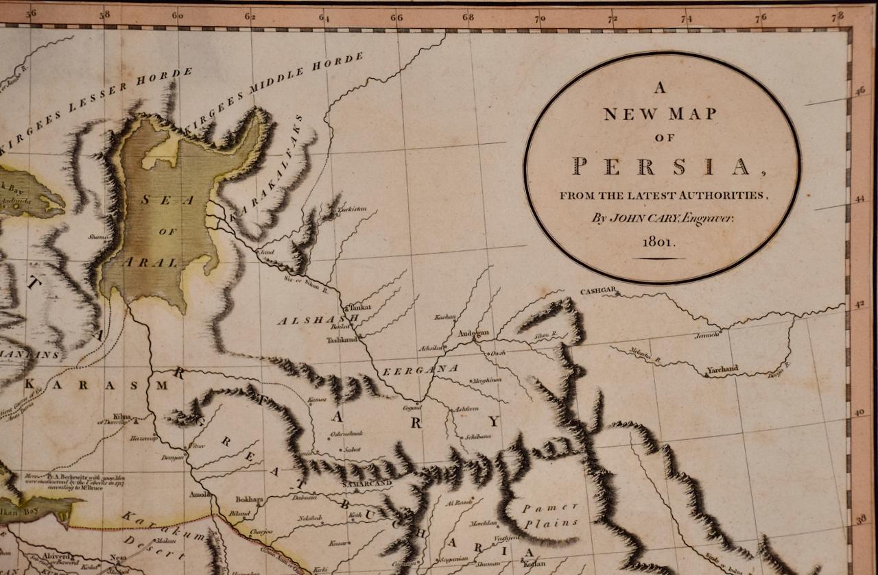 Persien und Afghanistan: Eine gerahmte, handkolorierte Karte aus dem 17. Jahrhundert von John Cary im Angebot 5