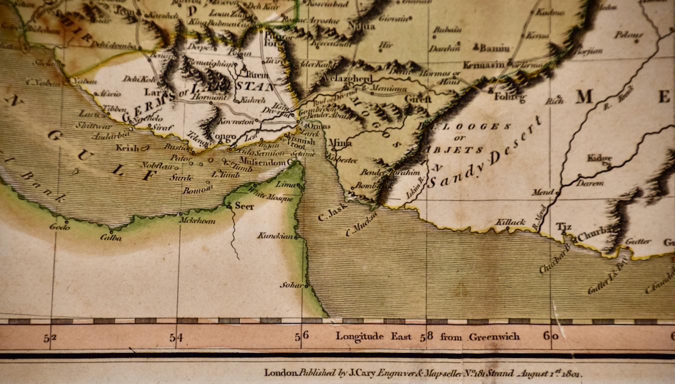 Persien und Afghanistan: Eine gerahmte, handkolorierte Karte aus dem 17. Jahrhundert von John Cary im Angebot 7
