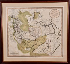 Persia y Afganistán: Un mapa del siglo XVII enmarcado y coloreado a mano por John Cary