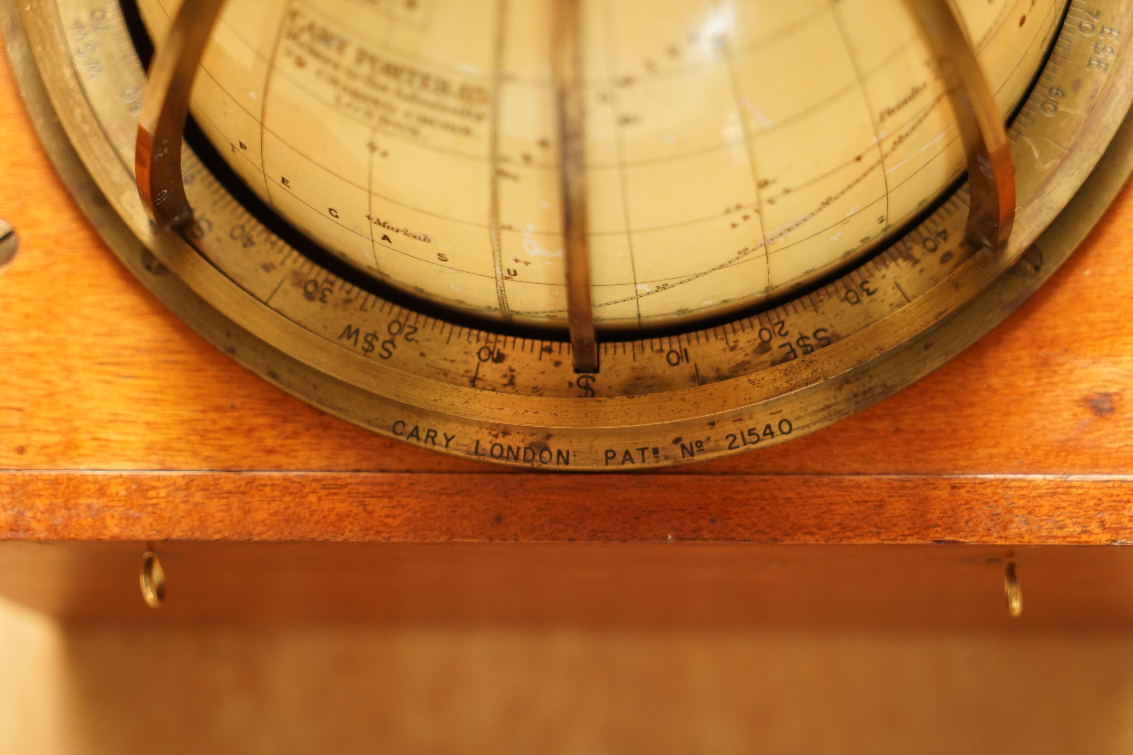 John Cary Travel Celestial Globe in Box Marked Cary & Co London, No. 21540 3