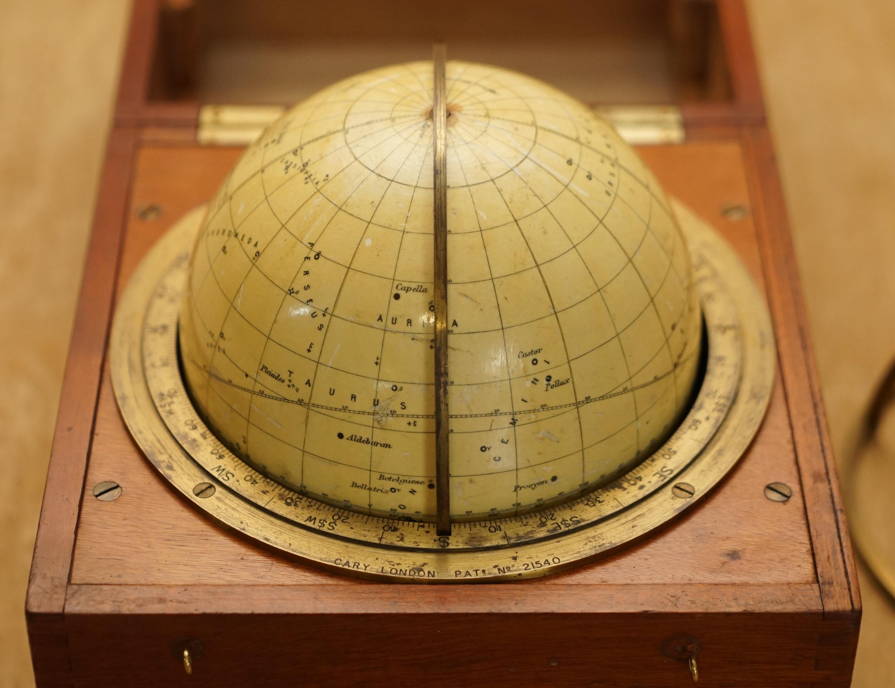 John Cary Travel Celestial Globe in Box Marked Cary & Co London, No. 21540 13