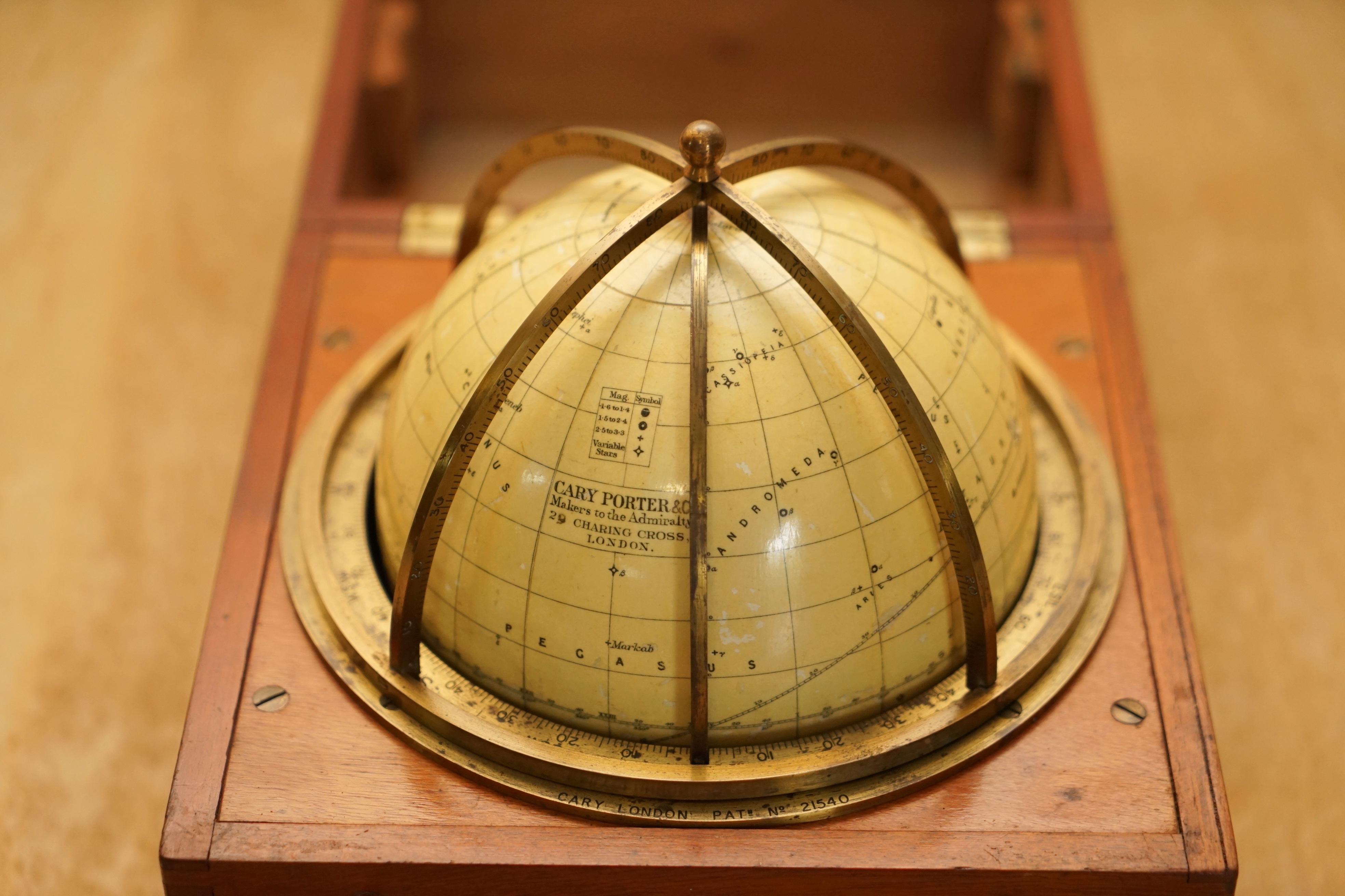19th Century John Cary Travel Celestial Globe in Box Marked Cary & Co London, No. 21540