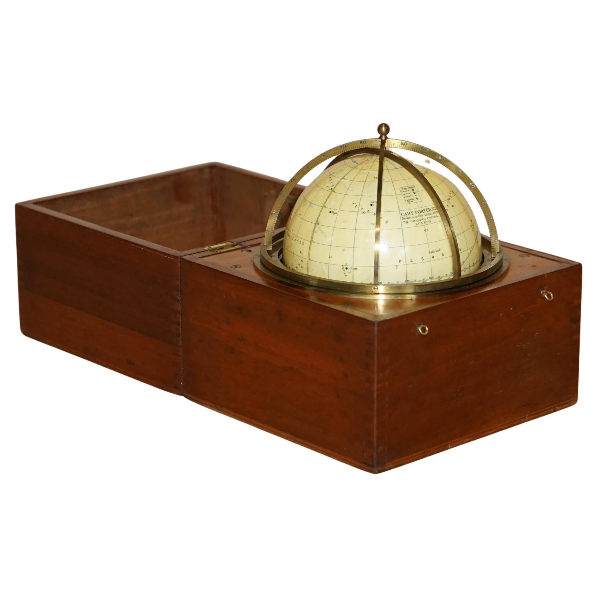 John Cary Travel Celestial Globe in Box Marked Cary & Co London, No. 21540 For Sale