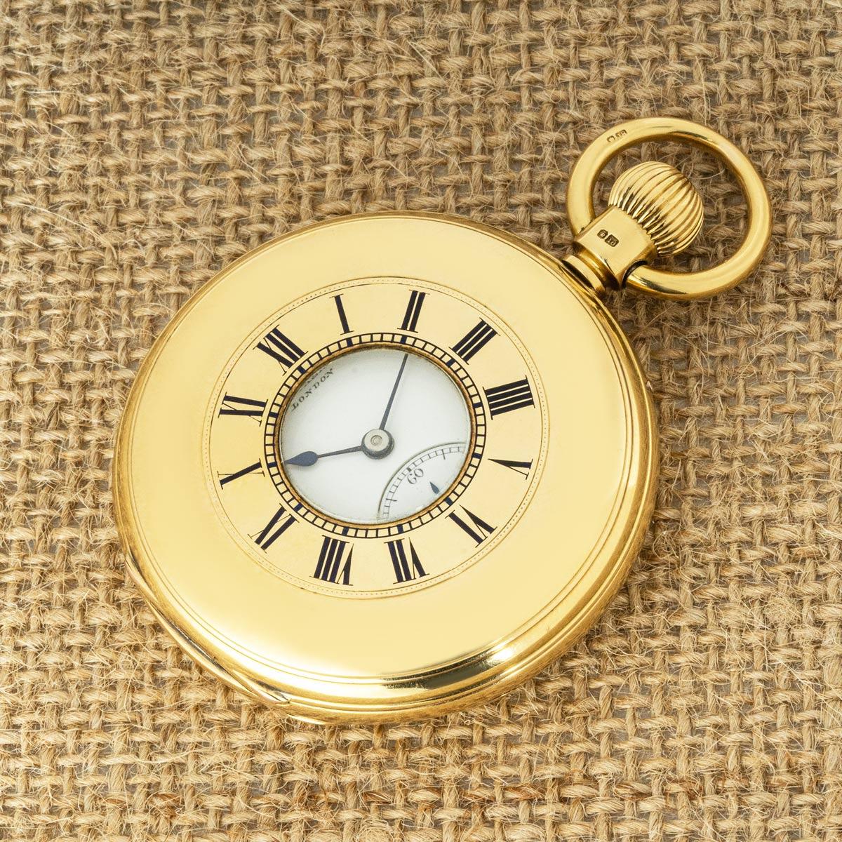 John Cashmore. A Fine 18ct Yellow Gold Half Hunter Pocket Watch C1920 For Sale 5