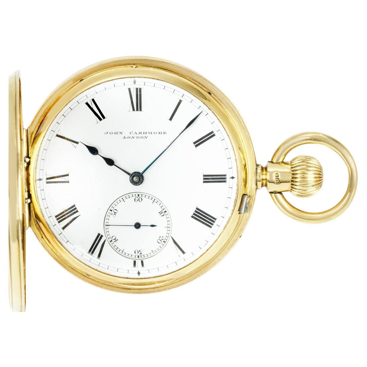 John Cashmore. Fino reloj de bolsillo Half Hunter de oro amarillo de 18 ct C1920